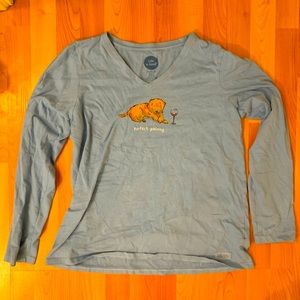 Wine and Puppy Perfect Pairing Life is Good V-Neck